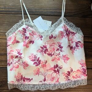 NWT Lucy Paris Floral Lace Trim Cami Top